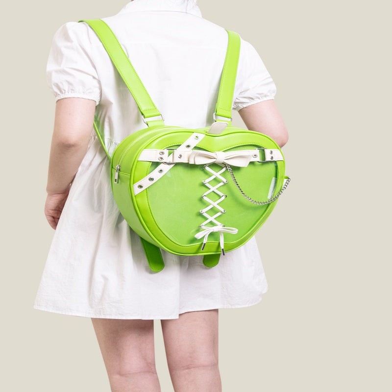 Gothic Bow Backpack with Chain Strap – PU Leather Dark Style Women's Bag