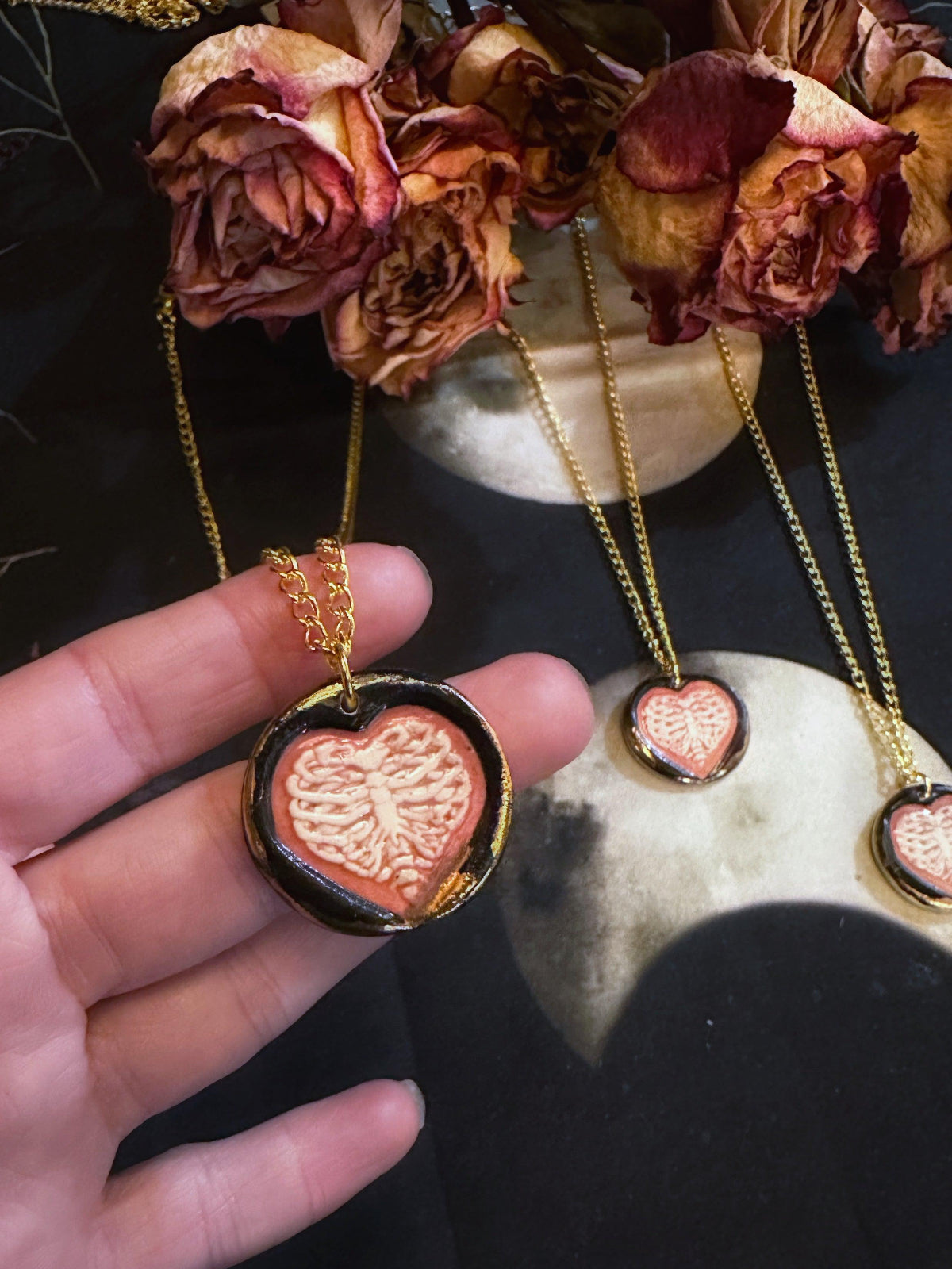 Caged Heart Porcelain Talisman - Necklace